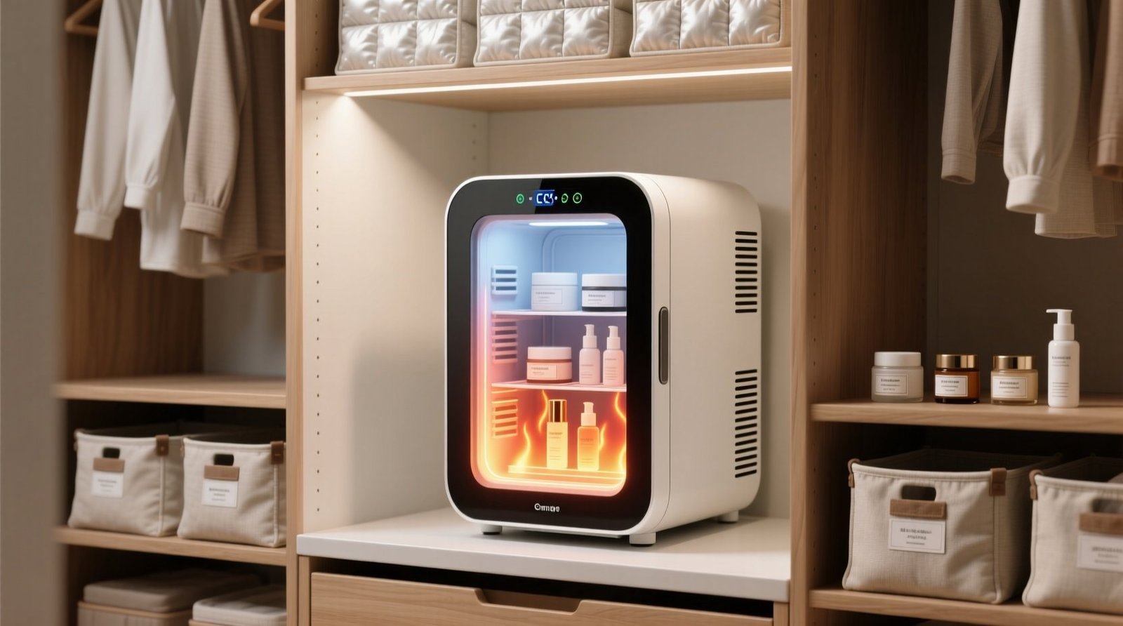 Skincare fridge organization in closets.jpg