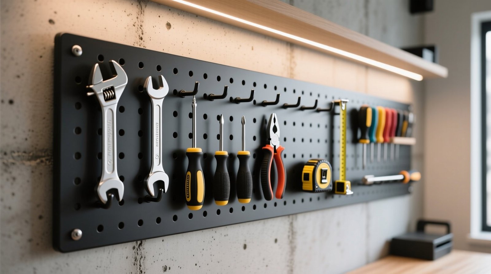 The pegboard wall workspace functional closet organization system.jpg