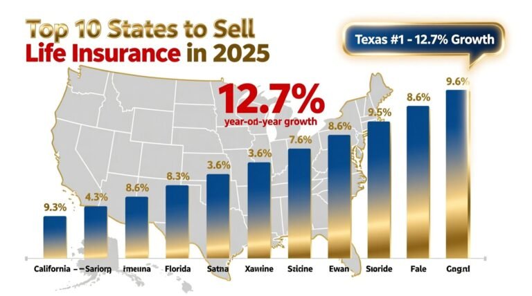 Top 10 states to sell life insurance in 2025 texas 1 with 127 growth.jpg