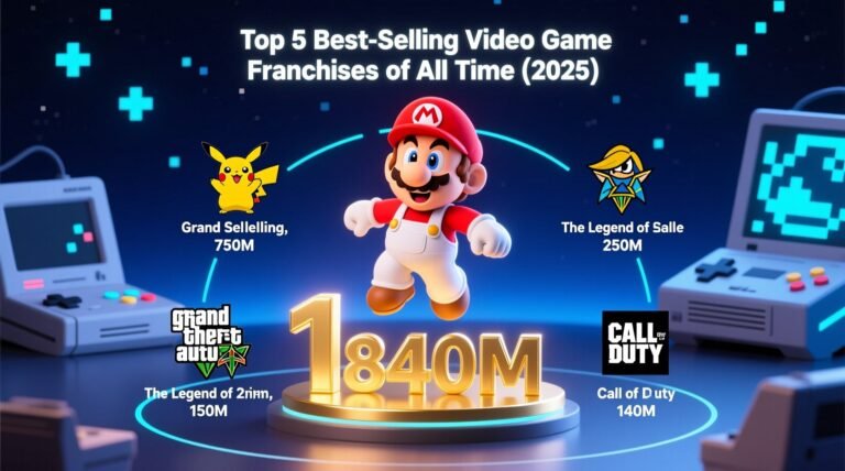 Top 5 best selling video game franchises of all time 2025 mario at 840m sales.jpg