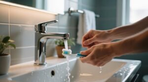 Turn off the water while you brush your teeth the foundational eco cleaning habit.jpg