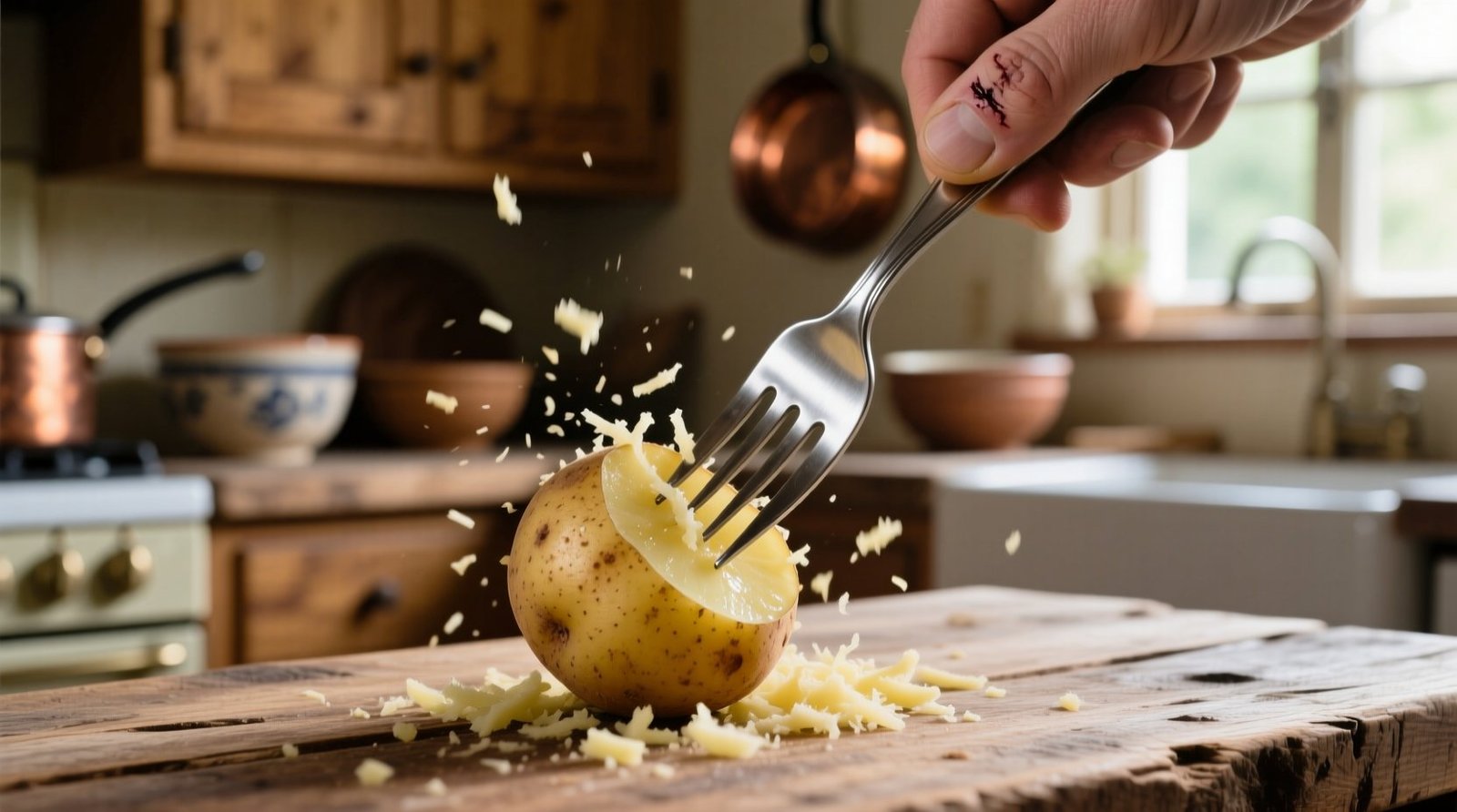 Use a fork when grating potatoes to avoid scraped knuckles.jpg