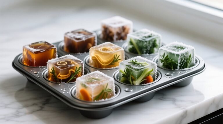 Use a muffin tin to freeze huge cubes of stock for a flawless thaw.jpg