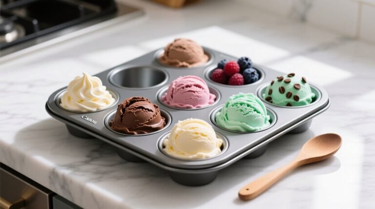 Use a muffin tin to portion out ice cream for quick no mess scooping.jpg