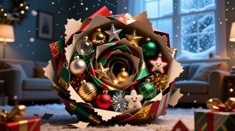 Use shredded gift wrap to store decorations safe sustainable effective.jpg