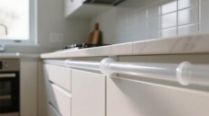 Use simple plastic tubing to seal the gap between kitchen cabinets floor.jpg