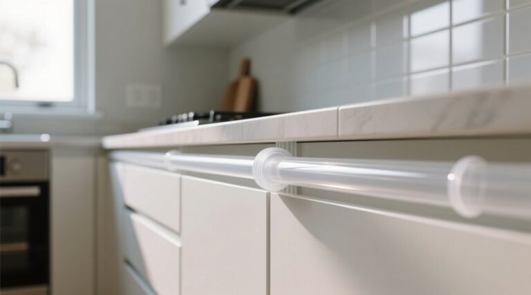 Use simple plastic tubing to seal the gap between kitchen cabinets floor.jpg