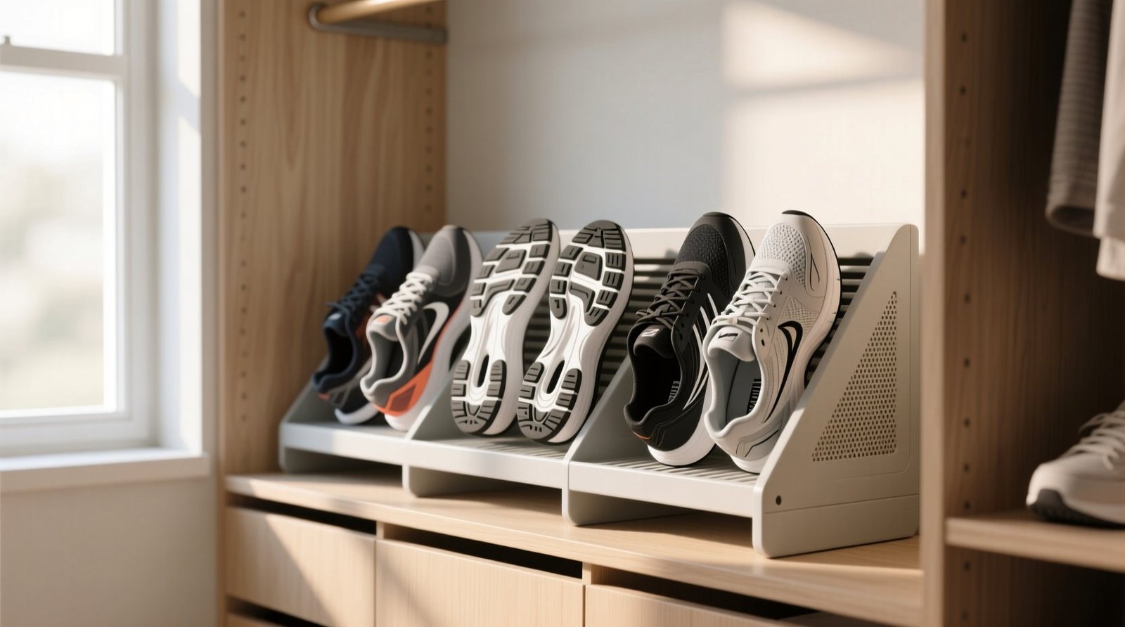 Ventilated shoe shelves vs boxes prevent sole degradation.jpg