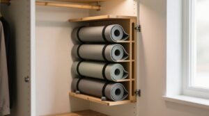 Vertical yoga mat storage in closet corners.jpg