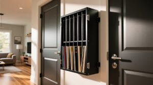 Vinyl record jacket storage on closet doors.jpg