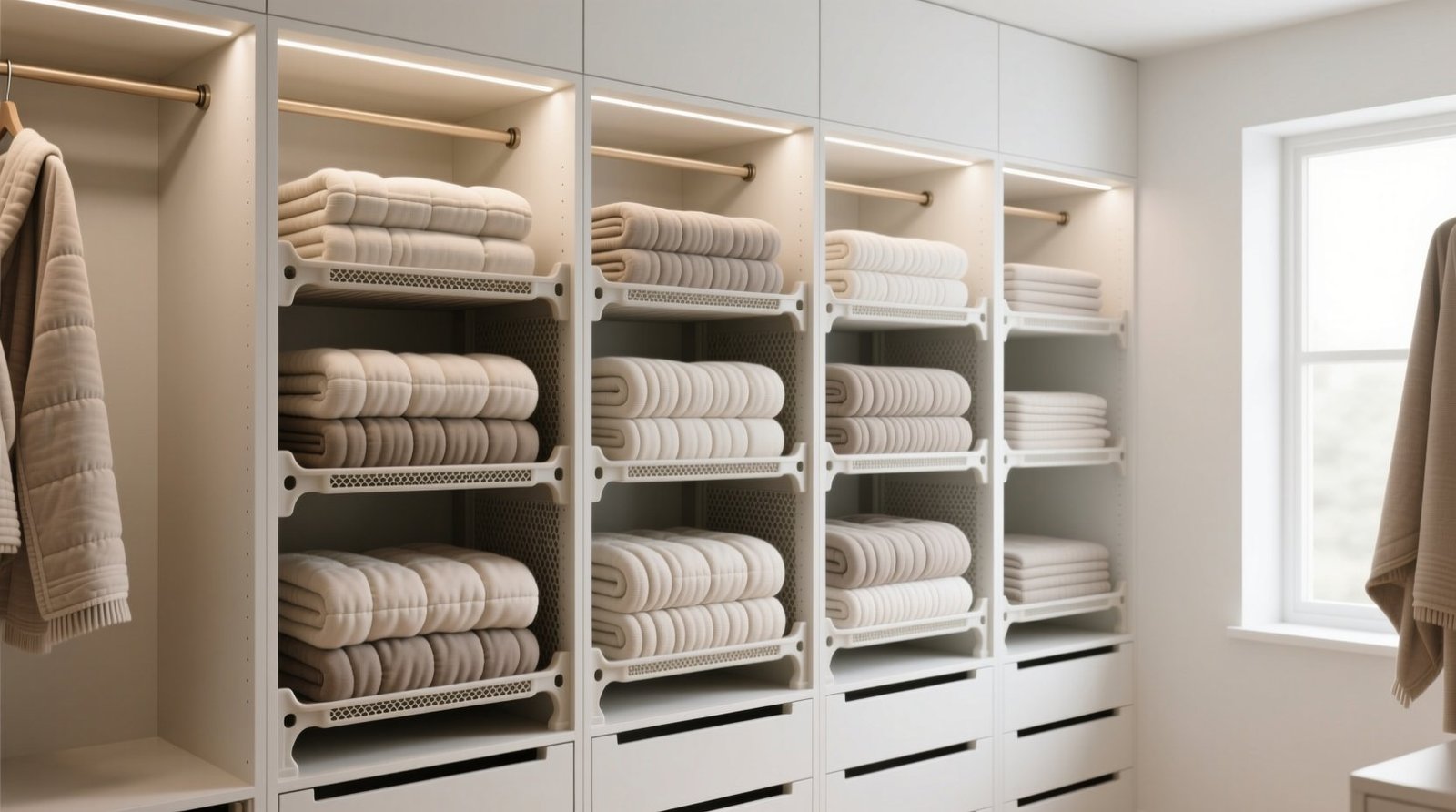 Weighted blanket storage in closet cubbies.jpg