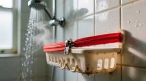 Why you should never use a zip tie to hold a shower caddy in place.jpg